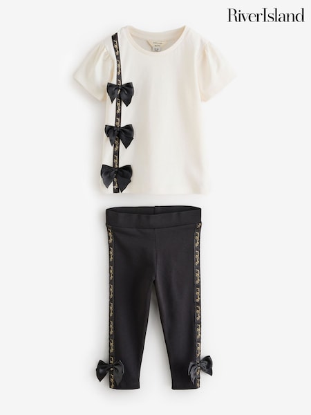 River Island Girls Branded Bow T-Shirt Set (H76738) | € 26