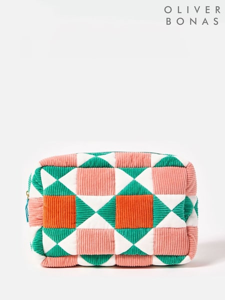 Oliver Bonas Pink Patchwork Corduroy Wash Bag (H76814) | €54