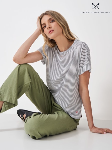 Crew Clothing Blue Relaxed Linen Blend T-Shirt (H76869) | €50