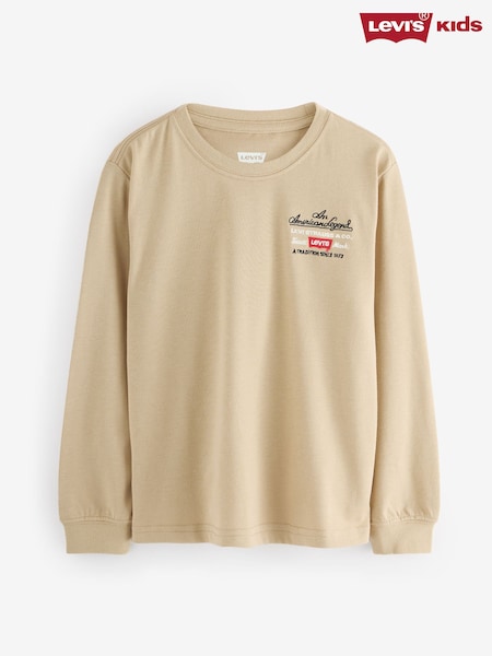 Levi's® Cream Legendary Logo Long Sleeve T-Shirt (H76960) | AED116 - AED128