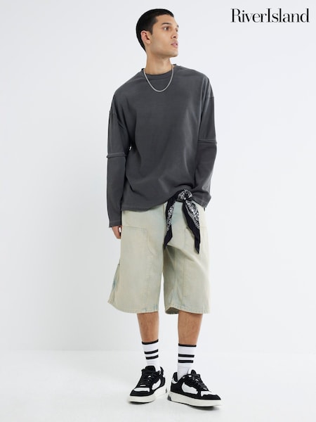 River Island Blue Denim Loose Fit Jorts (H76969) | AZN 95