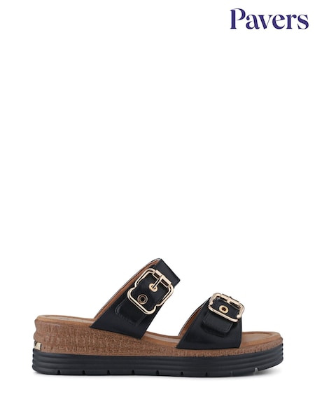 Preto - Pavers Dual Buckled Mule Sandals (H76975) | R$ 345