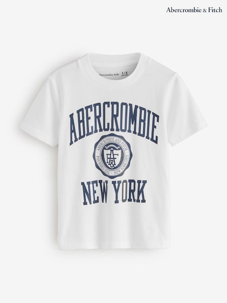 Abercrombie & Fitch Ivy League Logo Graphic Print Short Sleeve White T-Shirt (H76991) | ‏105 د.إ.‏