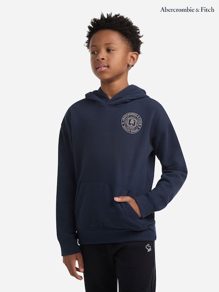 Abercrombie & Fitch Blue Logo With Back Graphic Print Hoodie (H76997) | €51