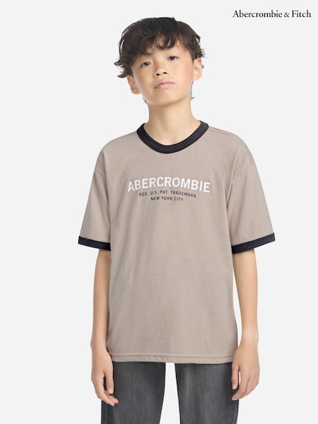 Abercrombie & Fitch Natural Logo Ringer T-Shirt (H77004) | 99 QAR