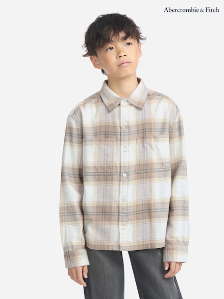 Abercrombie & Fitch Natural Flannel Long Sleeve Shirt (H77010) | 223 QAR