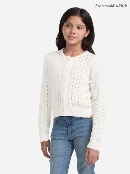 Abercrombie & Fitch Cream Cropped Cable Cardigan (H77012) | €37