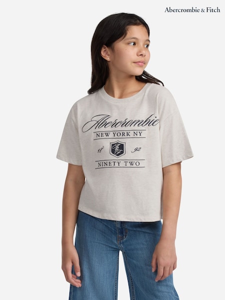 Abercrombie & Fitch Cream New York Crest Boxy T-Shirt (H77024) | AED105