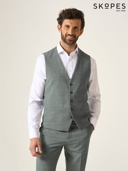 Skopes Green Tailored Fit Semi Plain Elio Suit Waistcoat (H77029) | €79