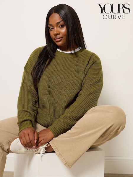 Yours Curve Green Drop Shoulder Jumper (H77049) | R$ 235