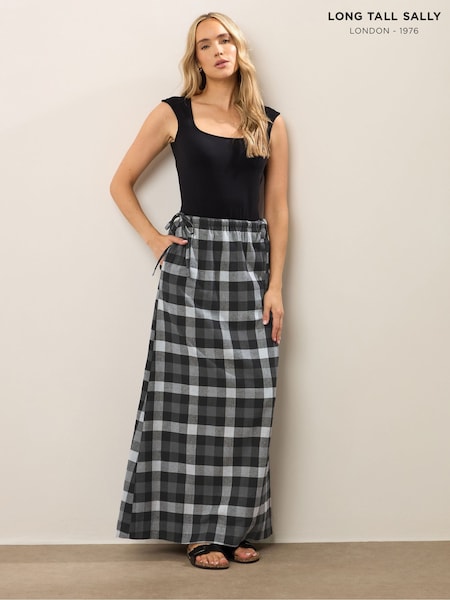 Long Tall Sally Black Check Maxi A line Skirt (H77062) | €42