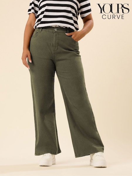 Yours Curve Green Wide Fit Wide Leg Puddle Jeans (H77124) | €43