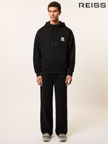 Reiss Black Conlin Monogram Cotton Oversized Hoodie (H77217) | R$ 1.265