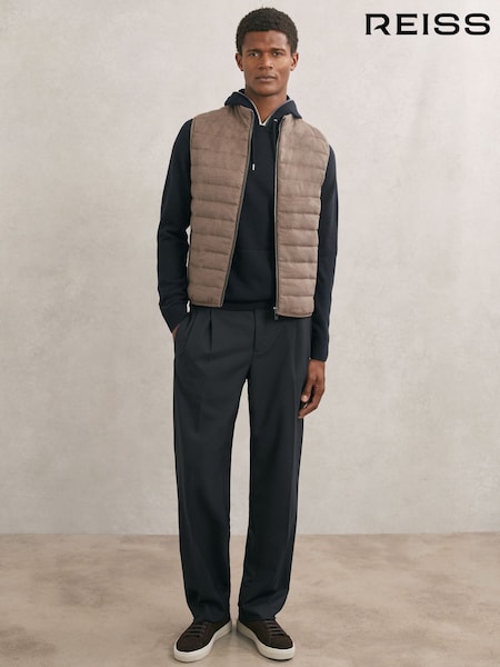 Reiss Mocha Brown Field Brushed Jersey Quilted Gilet (H77224) | €195