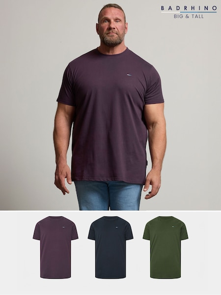 BadRhino Big & Tall Blue Longline T-Shirts 3 Pack (H77357) | €40