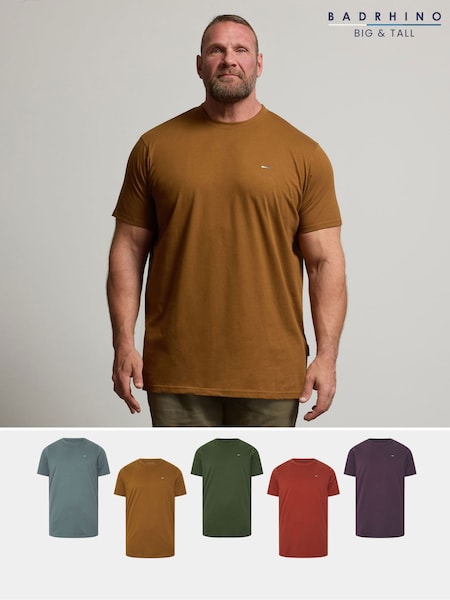 BadRhino Big & Tall Blue Navy Longline T-Shirts 5 Pack (H77373) | €58
