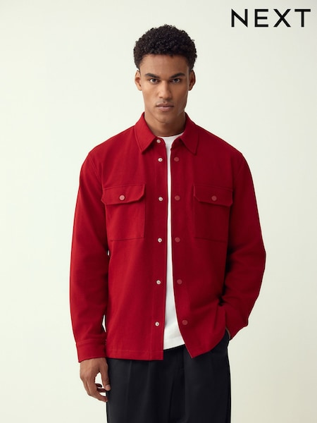 أحمر - N.Premium Jersey Twill Popper Shacket (H77400) | ‏227 ر.س.‏