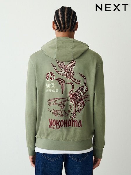 צבע ירוק עדין - Graphic Print Hoodie (H77411) | ‏138‏₪