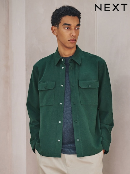 أخضر - N.Premium Jersey Twill Popper Shacket (H77414) | ‏227 ر.س.‏