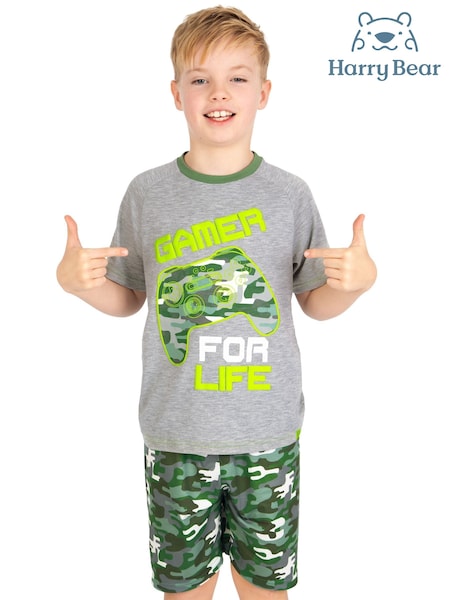 Harry Bear Green Gaming Camouflage Controller Short Pyjamas (H77467) | €16.50