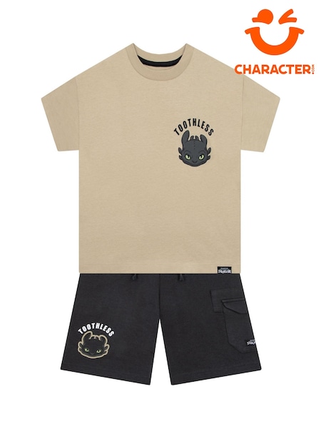 Character Cream How To Train Your Dragon Print T-Shirt And Shorts Set (H77473) | €22.50