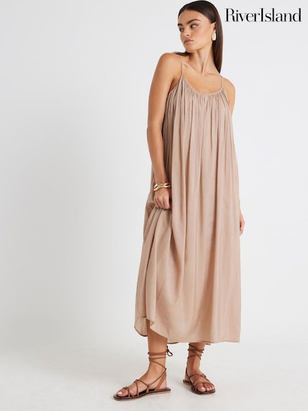 River Island Brown Long Sleeve Hybrid Knitted Dress (H77479) | €87