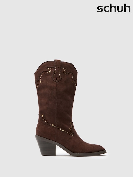 Marrón - Schuh Brielle Studded Western Black Boots (H77638) | 92 €