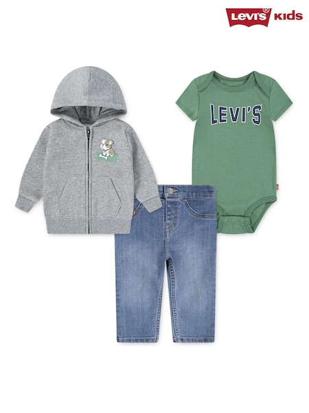 Levi's® Green Baby Hoodie, T-Shirt & Jeans 3 Piece Set (H77640) | €66