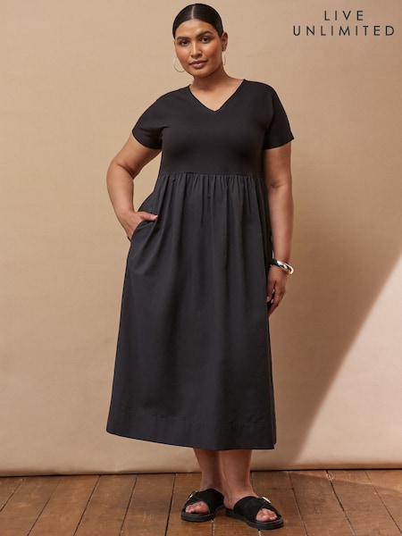 Live Unlimited Jersey Woven Mix T-Shirt Dress (H77872) | R$ 780
