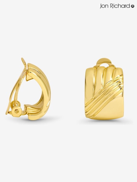 Jon Richard Gold Tone Ridge Clip Earrings (H77880) | €25