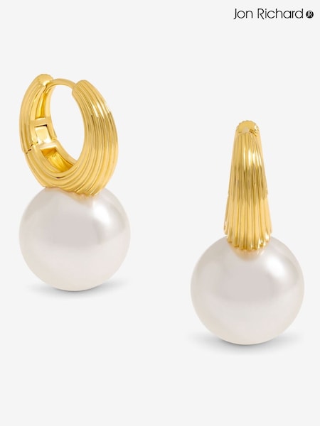 Jon Richard Gold Tone Hoop And Pearl Statement Earrings (H77883) | €25