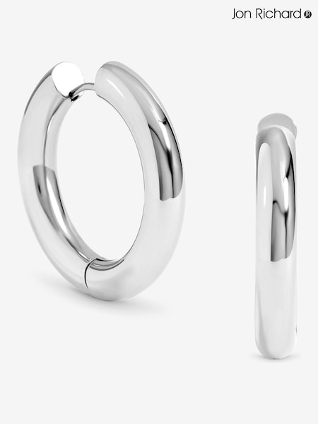 Jon Richard Silver Plated Waterproof Large Chubby Hoop Earrings (H77898) | €32