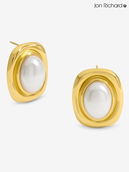 Jon Richard Gold Tone Pearl Polished Earrings (H77899) | €25