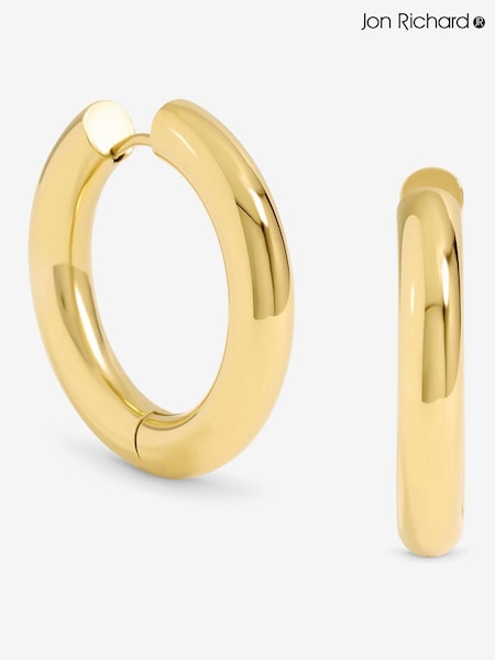 Jon Richard Gold Plated Waterproof Large Chubby Hoop Earrings (H77900) | €32