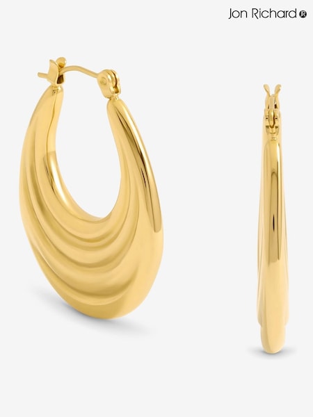 Jon Richard Gold Tone Ridge Hoop Earrings (H77905) | €25