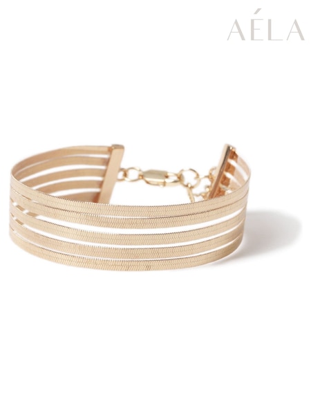 Aela Gold Tone Snake Chain Cuff Bracelet (H77908) | €22