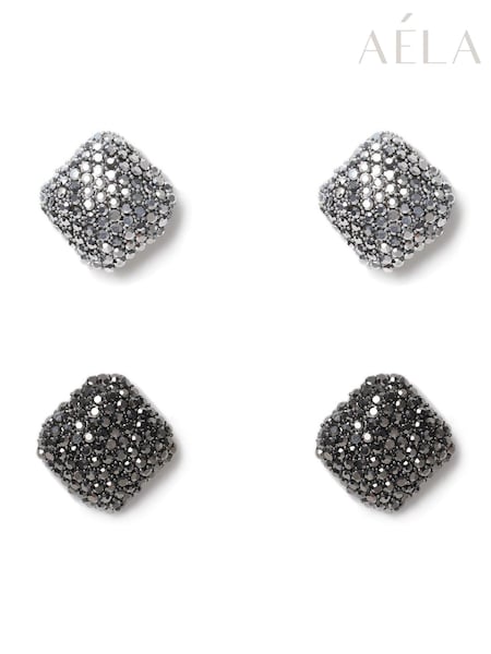 Aela Sparkle Square Black Earrings Multipack (H77919) | €23