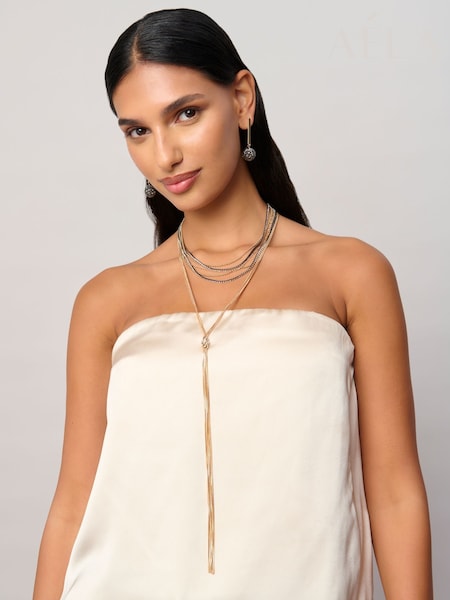 Aela Gold Tone Snake Chain Lariat Necklace (H77920) | €30