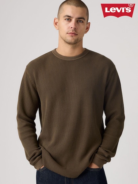 Levi's® Brown Long Sleeved Relaxed Thermal Oversized T-Shirt (H78112) | kr628