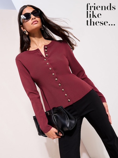 Friends Like These Burgundy Red Cinched Waist Cardigan (H78188) | $75