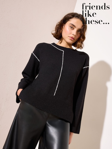 Friends Like These Black Stitch Detail Jumper (H78191) | $75