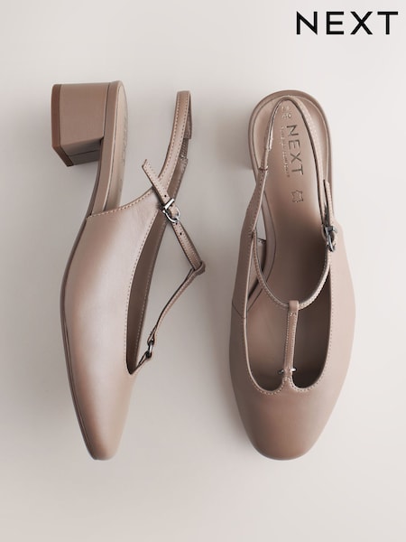 Brown Forever Comfort® Leather Slingback Block Heels (H78271) | €65