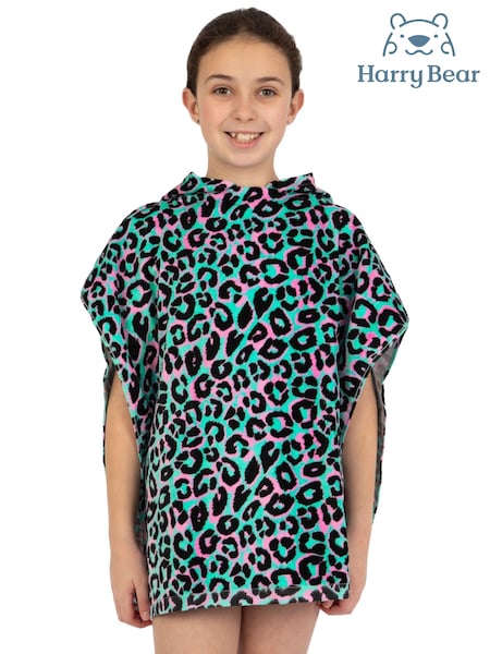 Harry Bear Green Animal Print Hooded Towel Poncho (H78391) | AED82