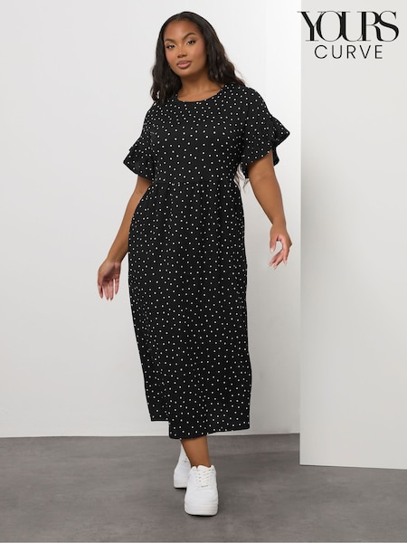 Yours Curve Frill Sleeve Midaxi Dress (H78423) | R$ 335