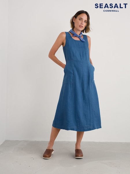 Seasalt Cornwall Blue Sleeveless Grass Wave Dress (H78458) | €109