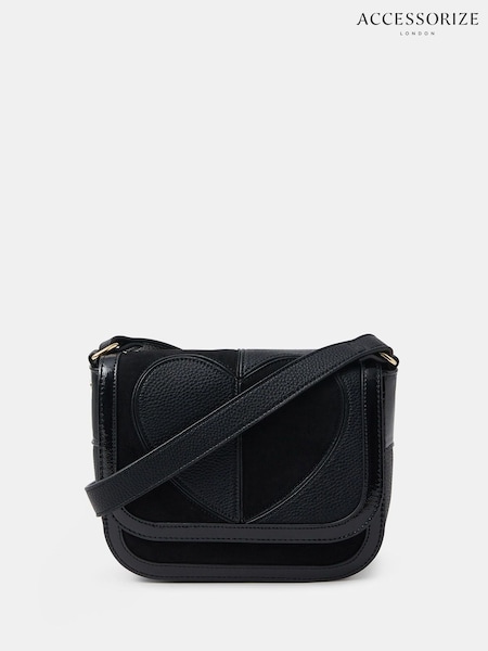 Accessorize Black Heart Patch Cross-Body Bag (H78459) | R$ 295