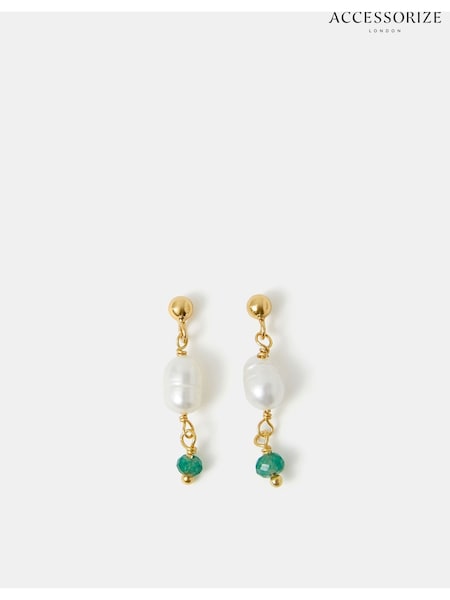 Accessorize Gold Tone 14ct Pearl Stone Drop Earrings (H78472) | €22.50