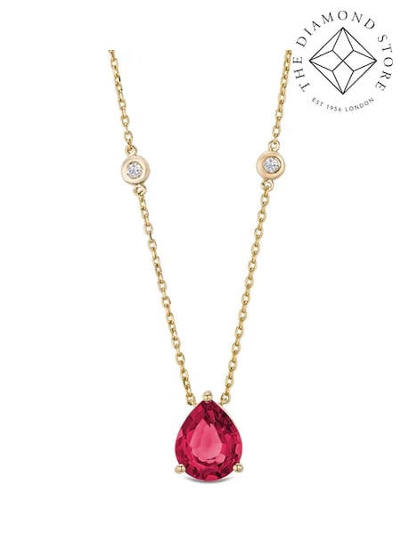 The Diamond Store Red Astra 3.50ct Pear Cut Lab Ruby Necklace in 18K Gold Vermeil (H78485) | €203