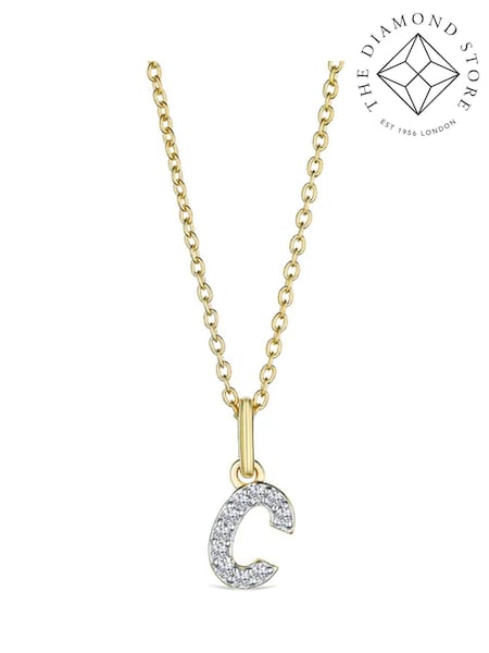 The Diamond Store White Love Letter Initial 0.10ct Lab Diamond Necklace in 18K Gold Vermeil (H78486) | €190