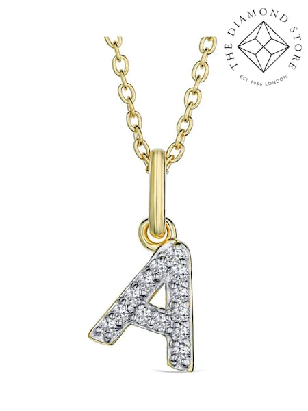The Diamond Store White Love Letter Initial 0.10ct Lab Diamond Necklace in 18K Gold Vermeil (H78489) | €190